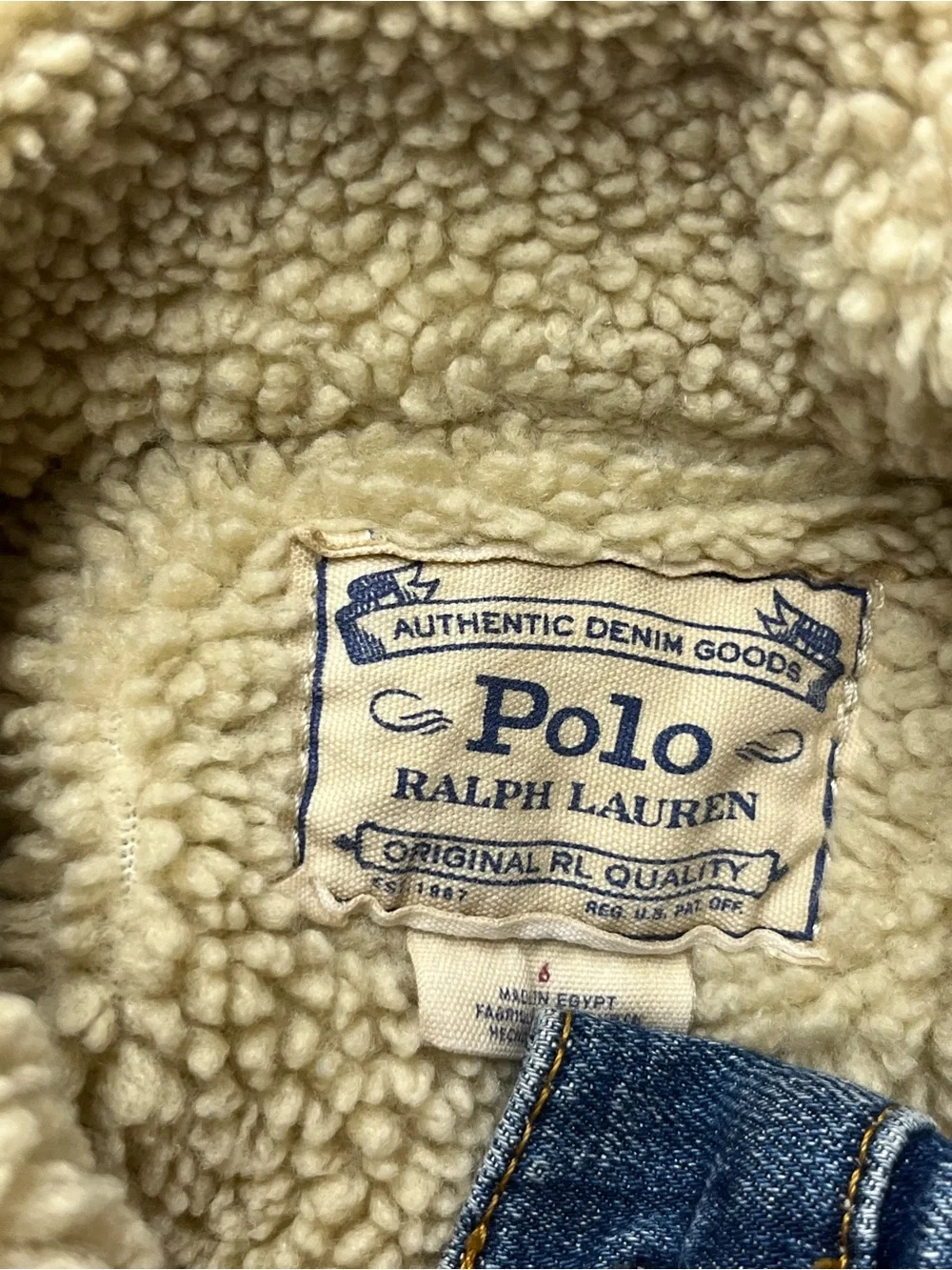 Polo Ralph Lauren Teddy Fleece Lined Denim Trucker Jacket Boys Size 6